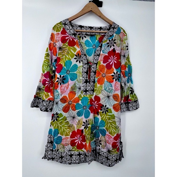 La Blanca MULTI Lace-up Tunic Cover-up, US Medium beach walks  colorful - Picture 2 of 5